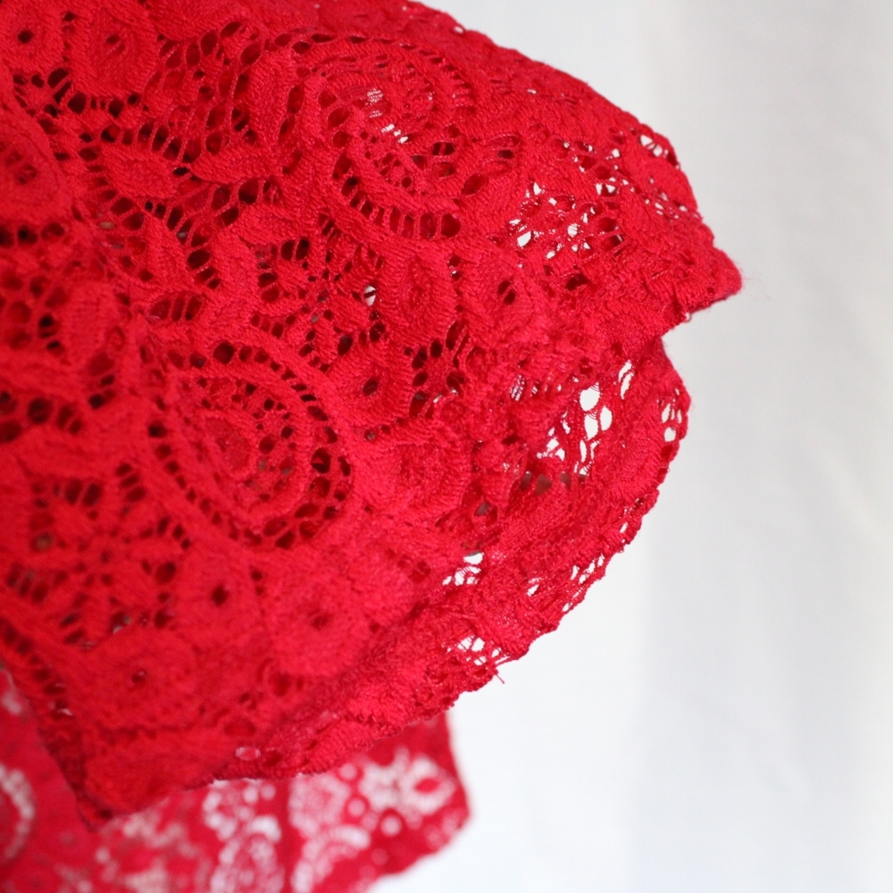 Womens Lace/Crochet Cover Up Red (S) - Picture 4 of 7